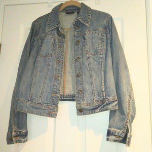 SZ S New York and Company distressed classic jean jacket denim stretch
